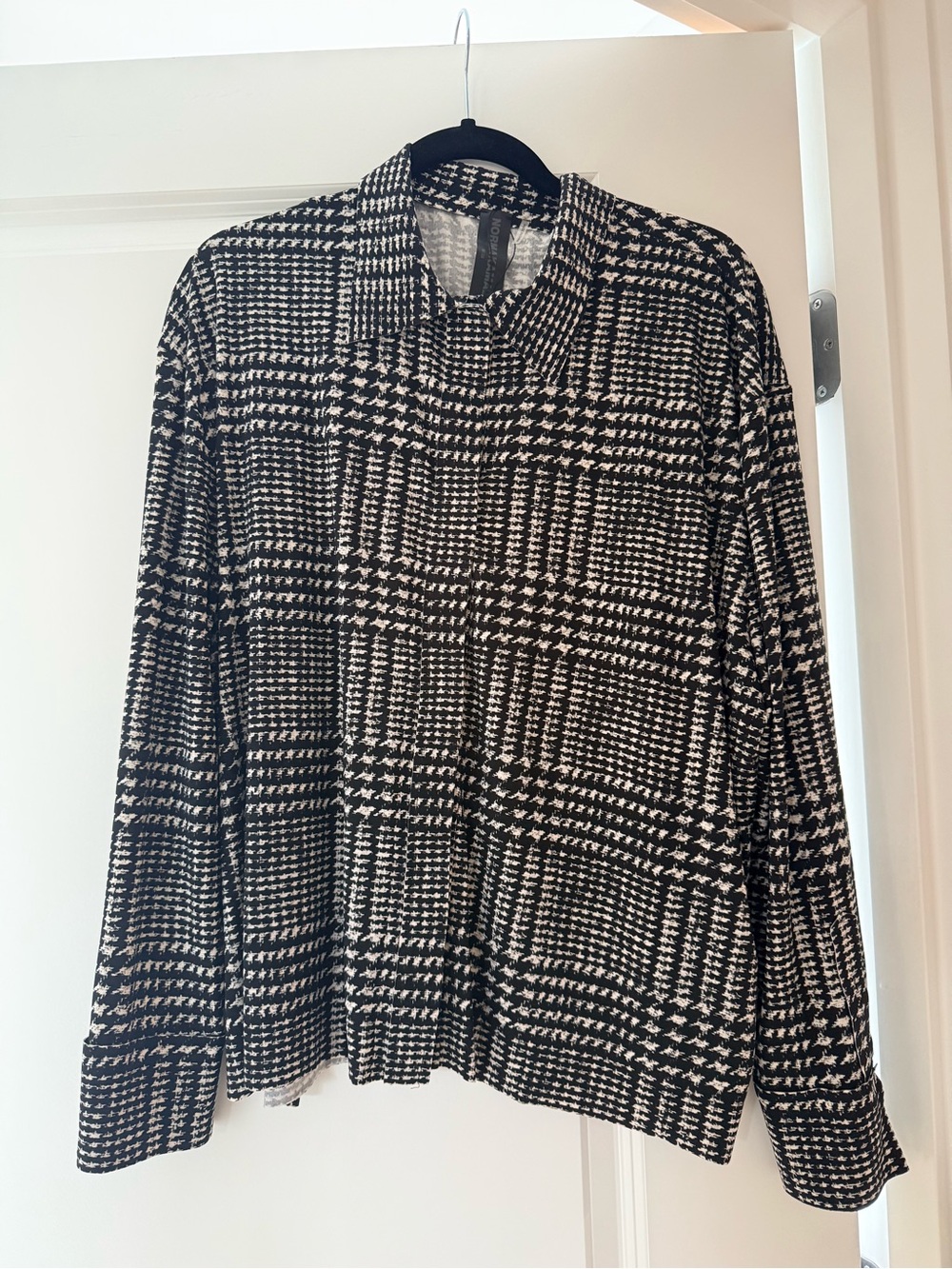 Norma Kamali Black and White Houndstooth Blouse - NWT